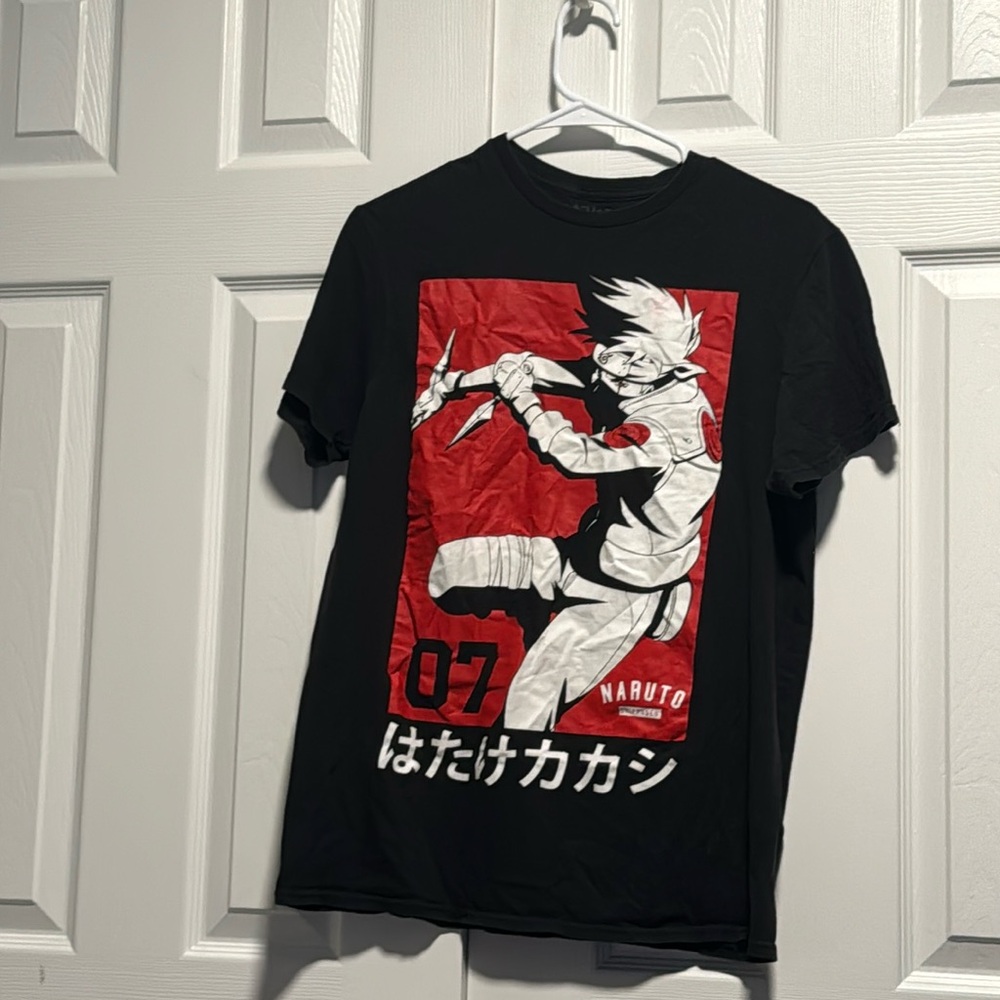Naruto Shippuden T-Shirt Size M Graphic Anime Manga Black Red White Preowned